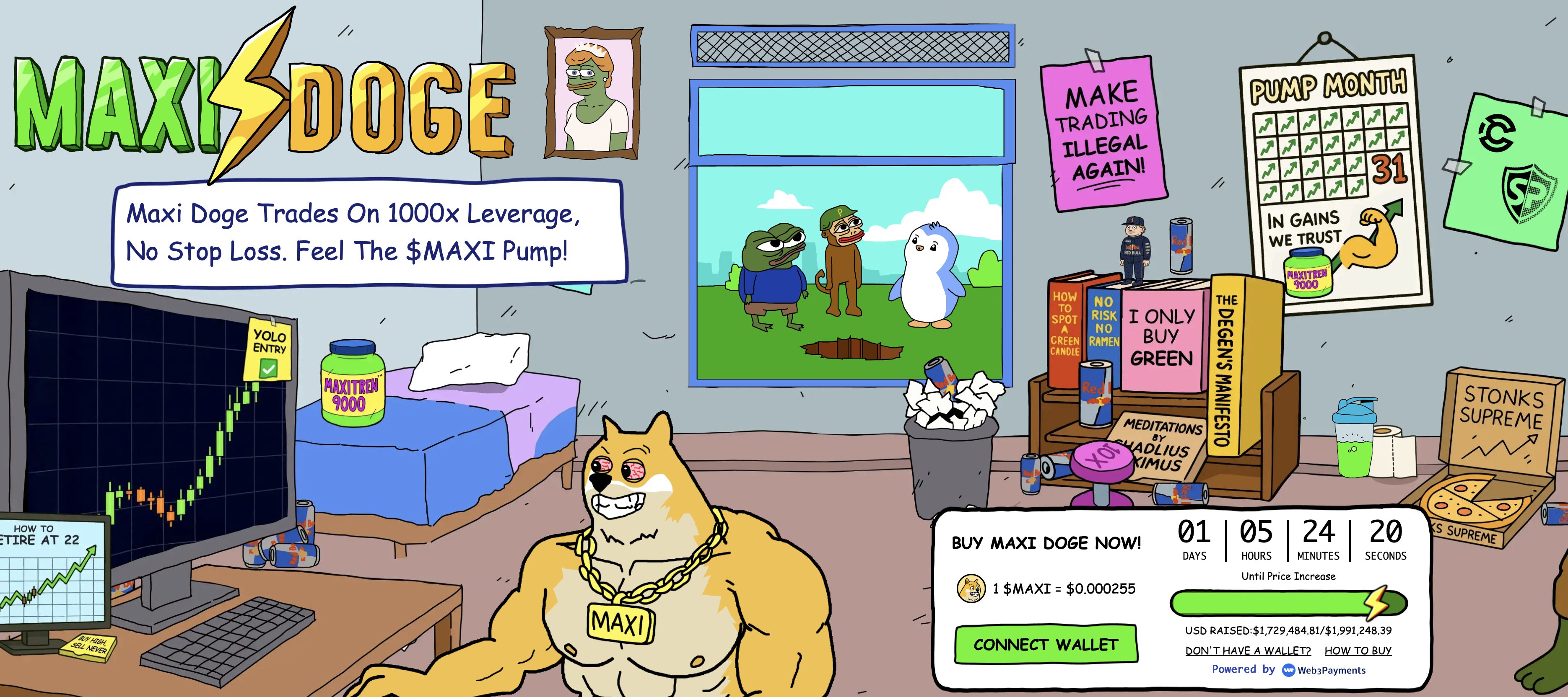 Maxi Doge website - best cryptos to buy right now.