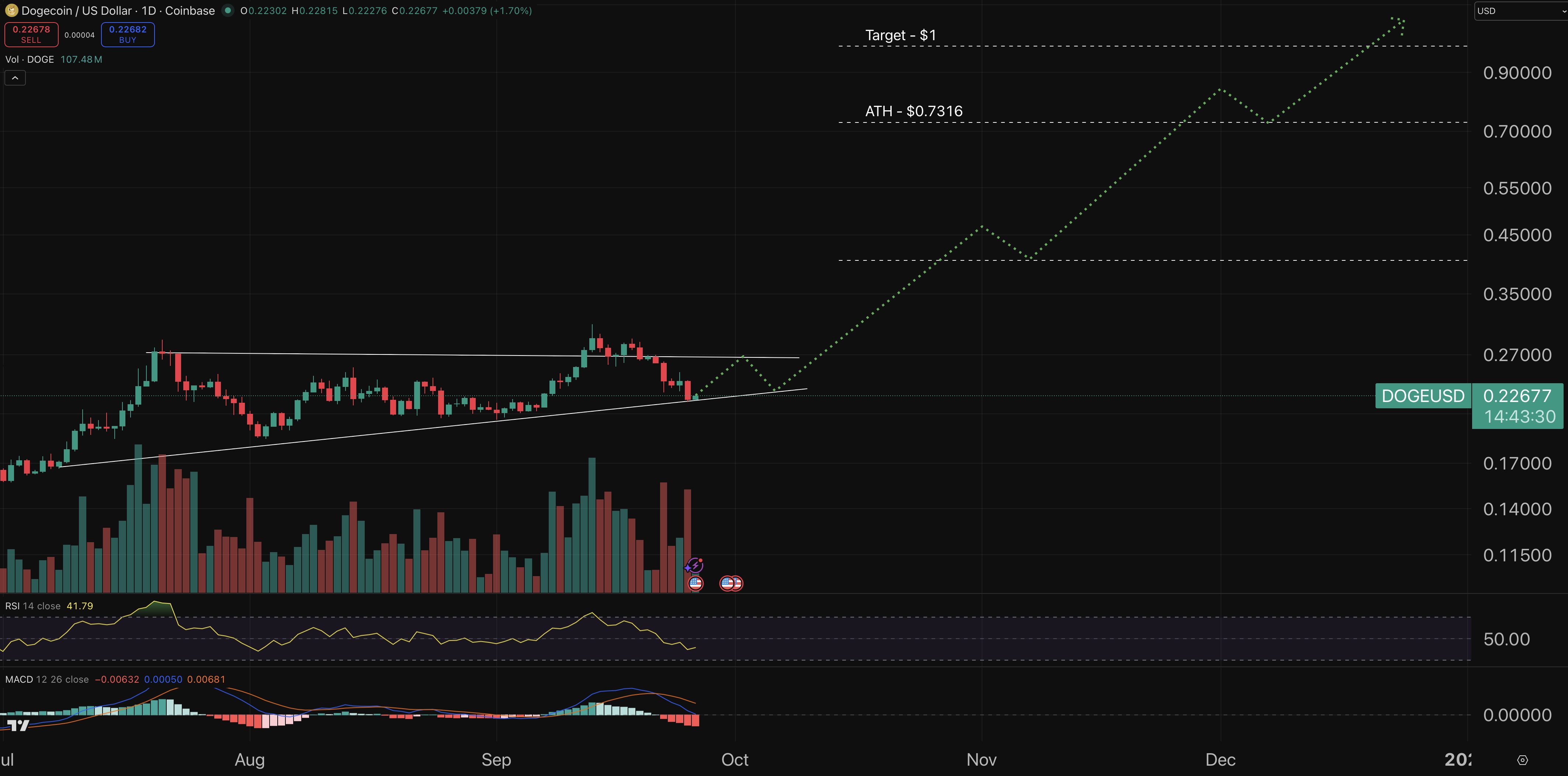 DOGE chart - crypto price prediction.