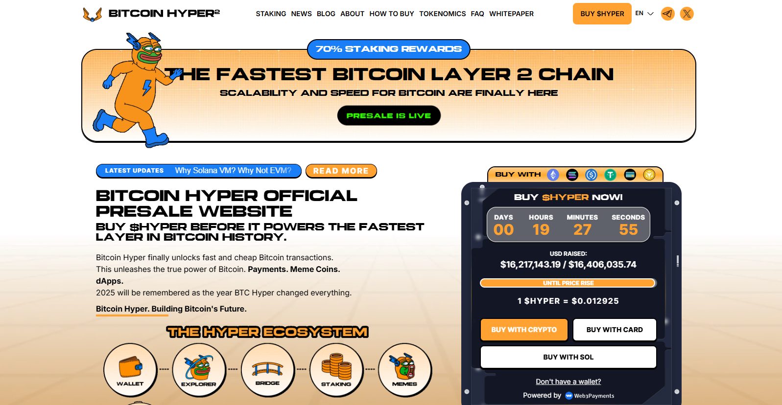 Bitcoin Hyper ($HYPER) presale website.