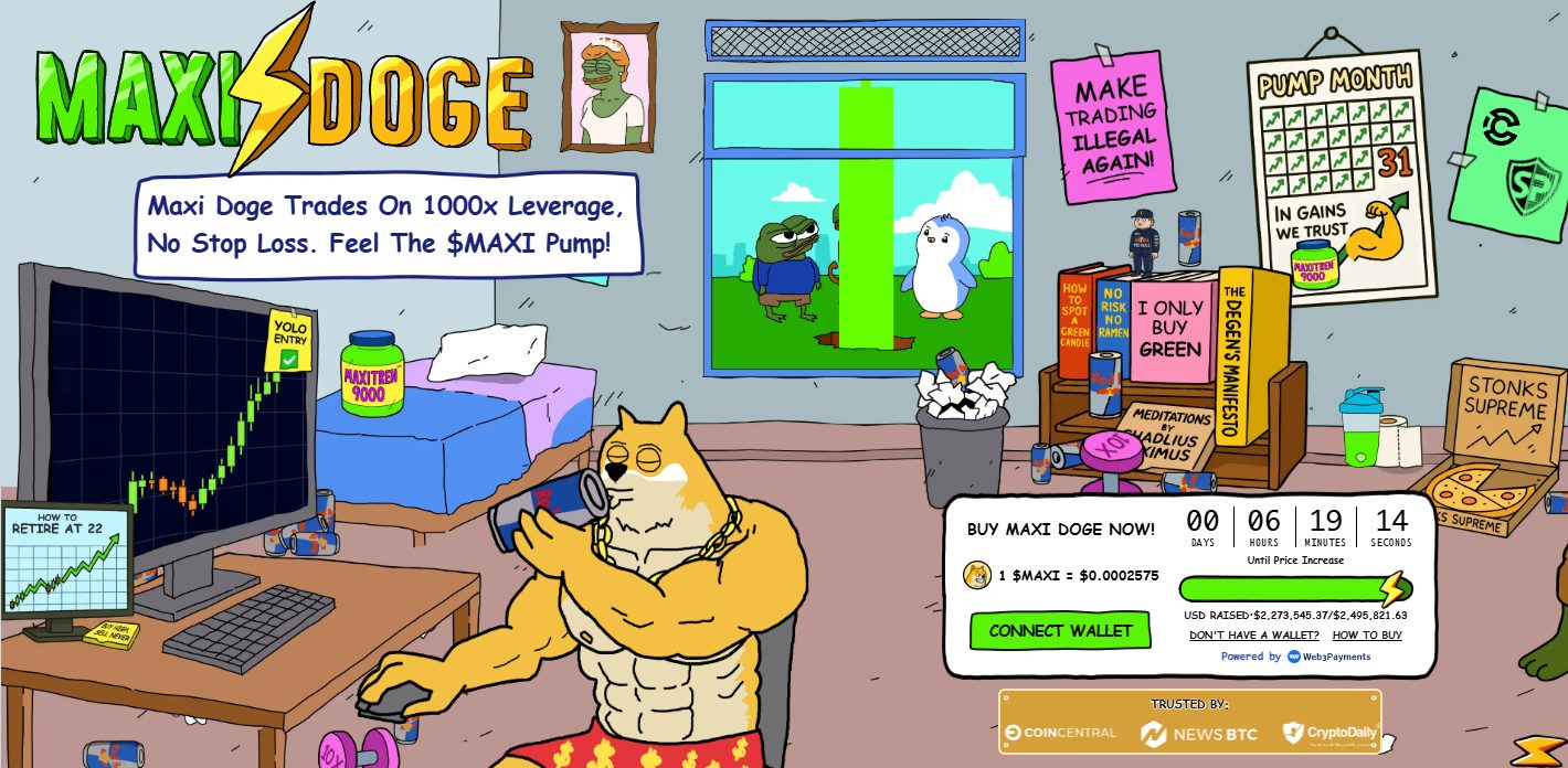 Maxi Doge (MAXI) presale website.