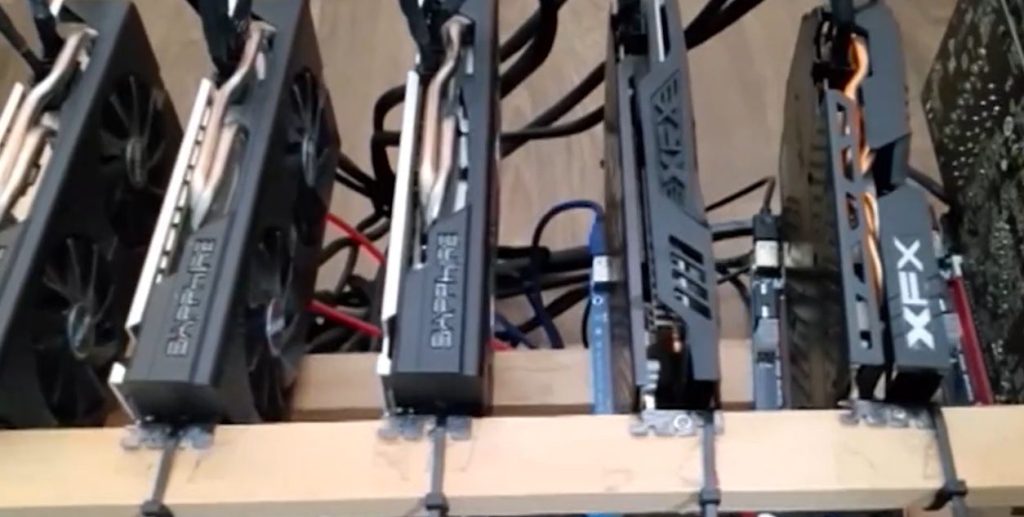 Hardware in an illegal crypto mining facility.