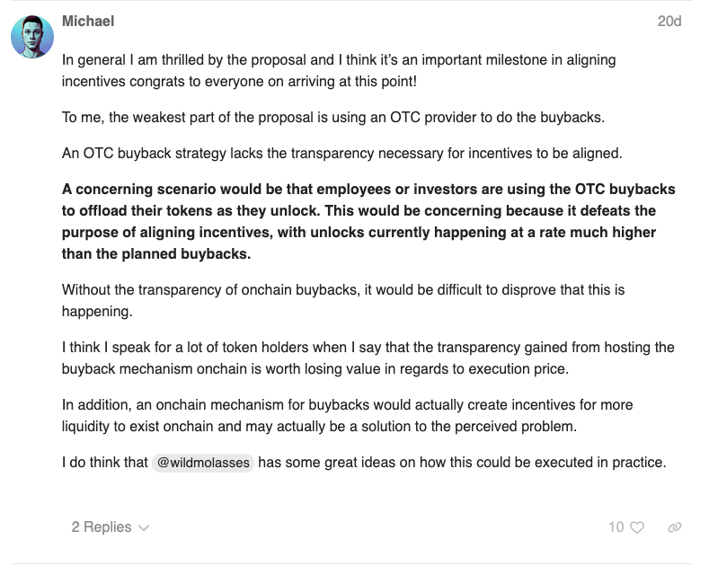 Optimism DAO OP Buyback - Community Comment