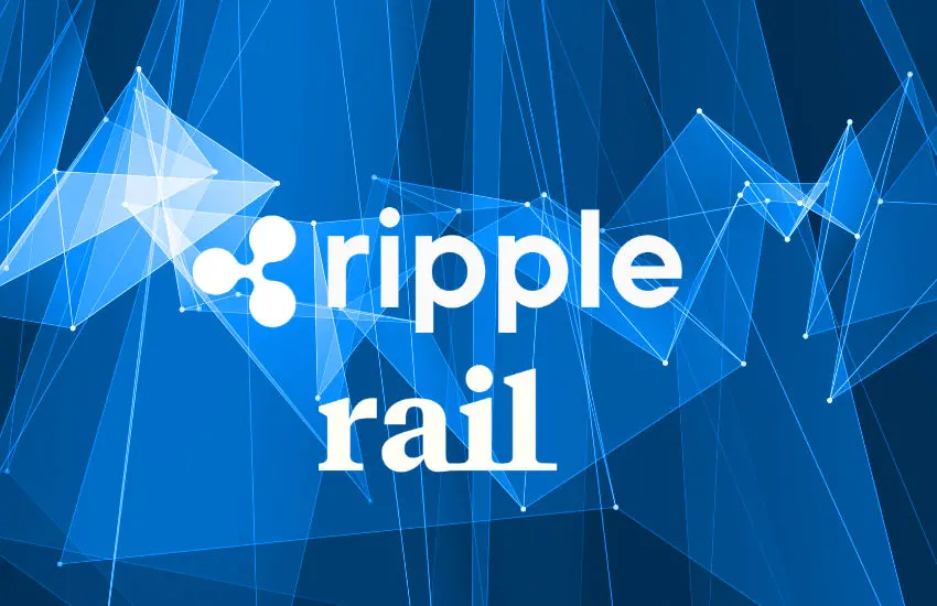 Logo of Ripple Rail with abstract blue background patterns.